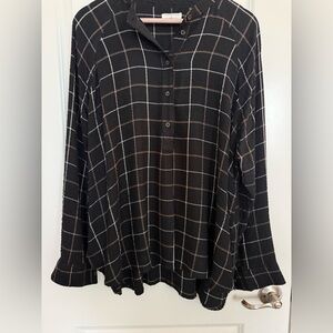 Lou & Grey Black Grid Women's Blouse